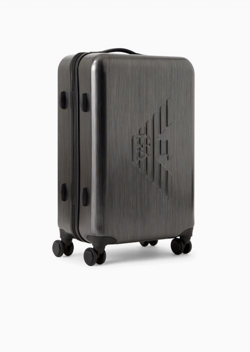 Gray Emporio Armani Abs Medium Trolley Suitcase With Oversized, Embossed Eagle | EA-SN59106