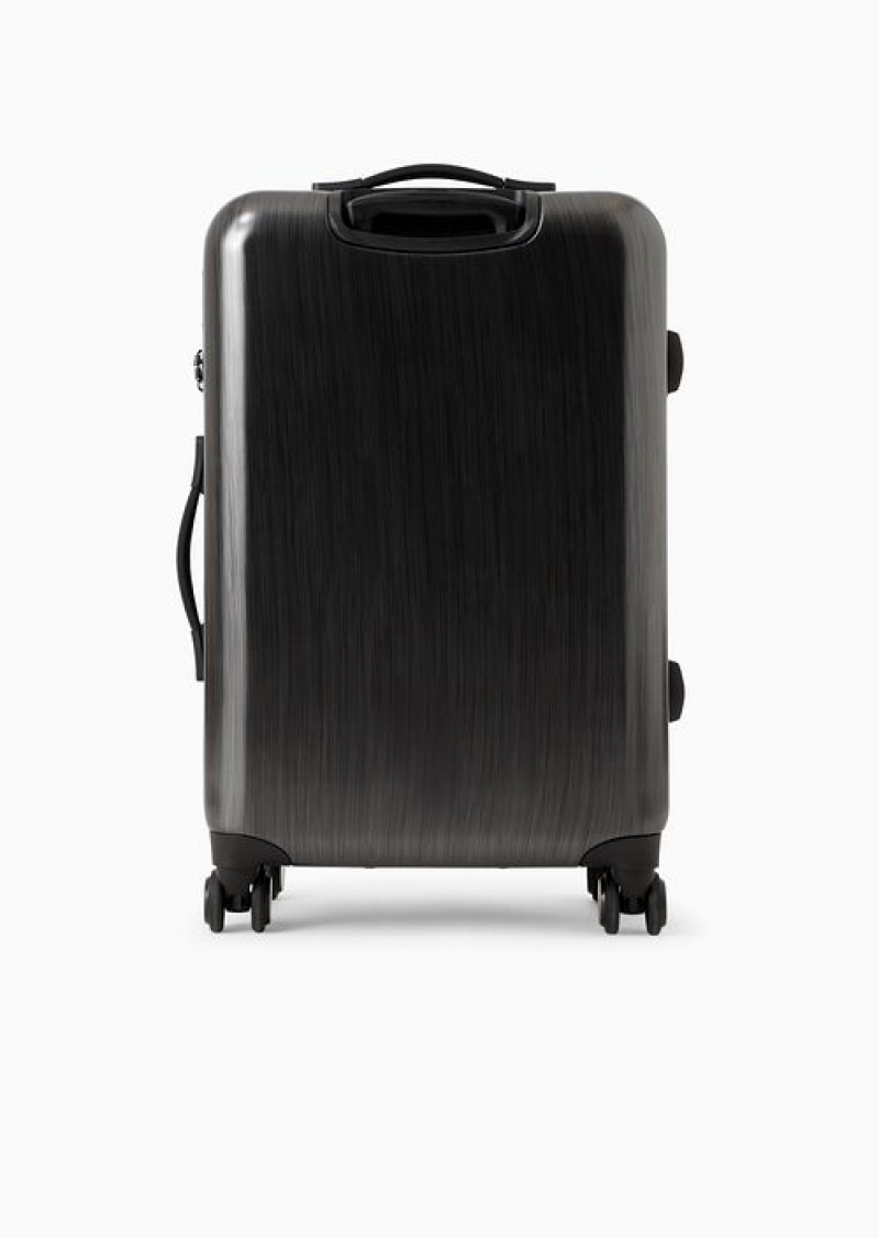 Gray Emporio Armani Abs Medium Trolley Suitcase With Oversized, Embossed Eagle | EA-SN59106