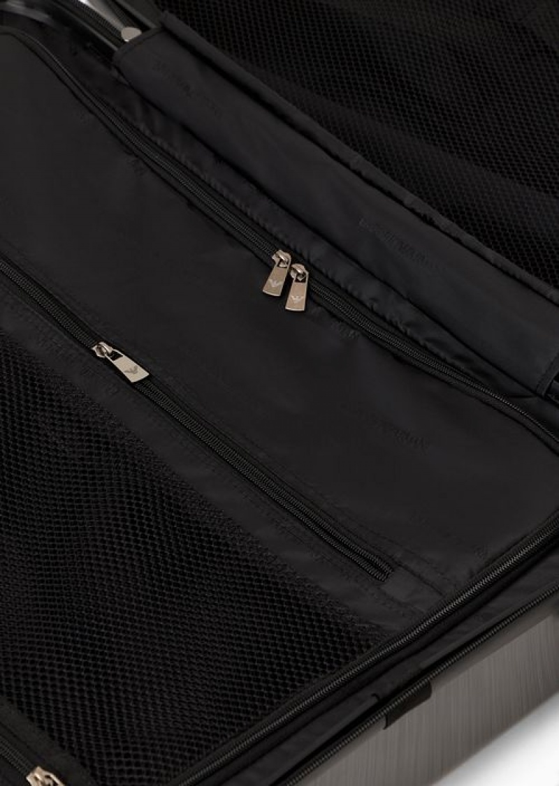 Gray Emporio Armani Abs Medium Trolley Suitcase With Oversized, Embossed Eagle | EA-SN59106