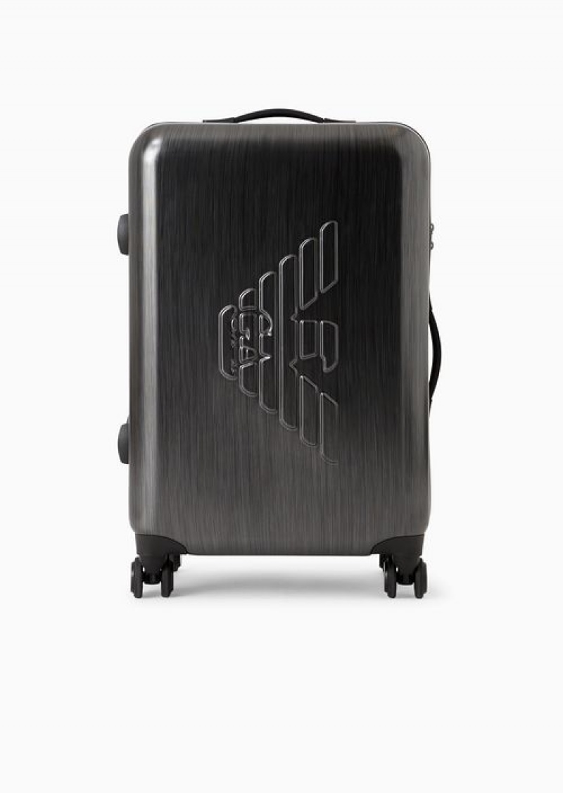 Gray Emporio Armani Abs Medium Trolley Suitcase With Oversized, Embossed Eagle | EA-SN59106