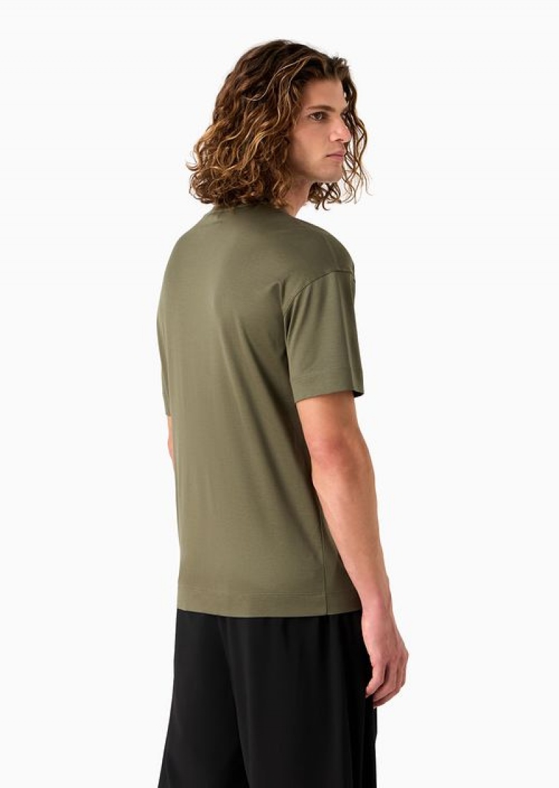 Green Emporio Armani Asv Loose-fit T-shirt In A Lyocell Jersey Blend | EA-SN58650