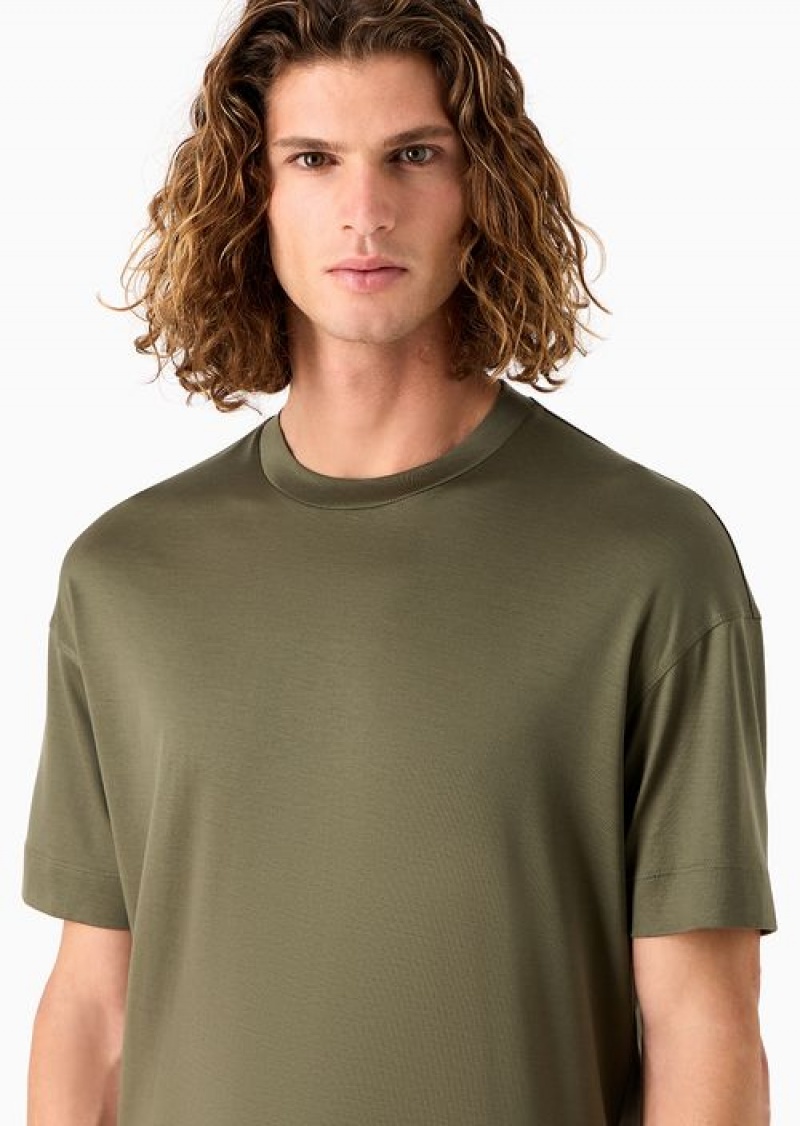 Green Emporio Armani Asv Loose-fit T-shirt In A Lyocell Jersey Blend | EA-SN58650