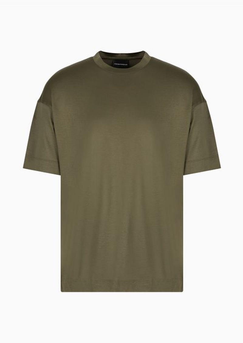 Green Emporio Armani Asv Loose-fit T-shirt In A Lyocell Jersey Blend | EA-SN58650