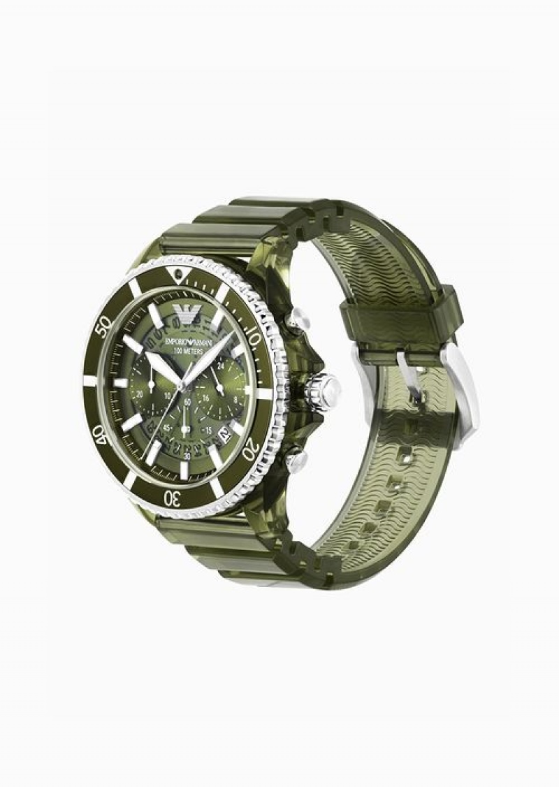 Green Emporio Armani Chronograph Olive Polyurethane Watch | EA-SN59332