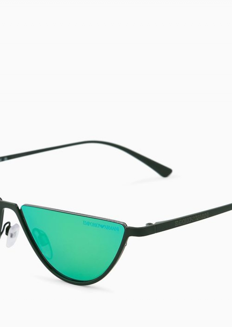 Green Emporio Armani Men’s Oval Sunglasses | EA-SN59473