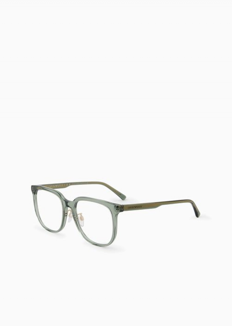 Green Emporio Armani Men’s Pillow Glasses | EA-SN59375