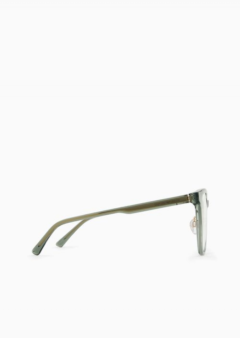 Green Emporio Armani Men’s Pillow Glasses | EA-SN59375