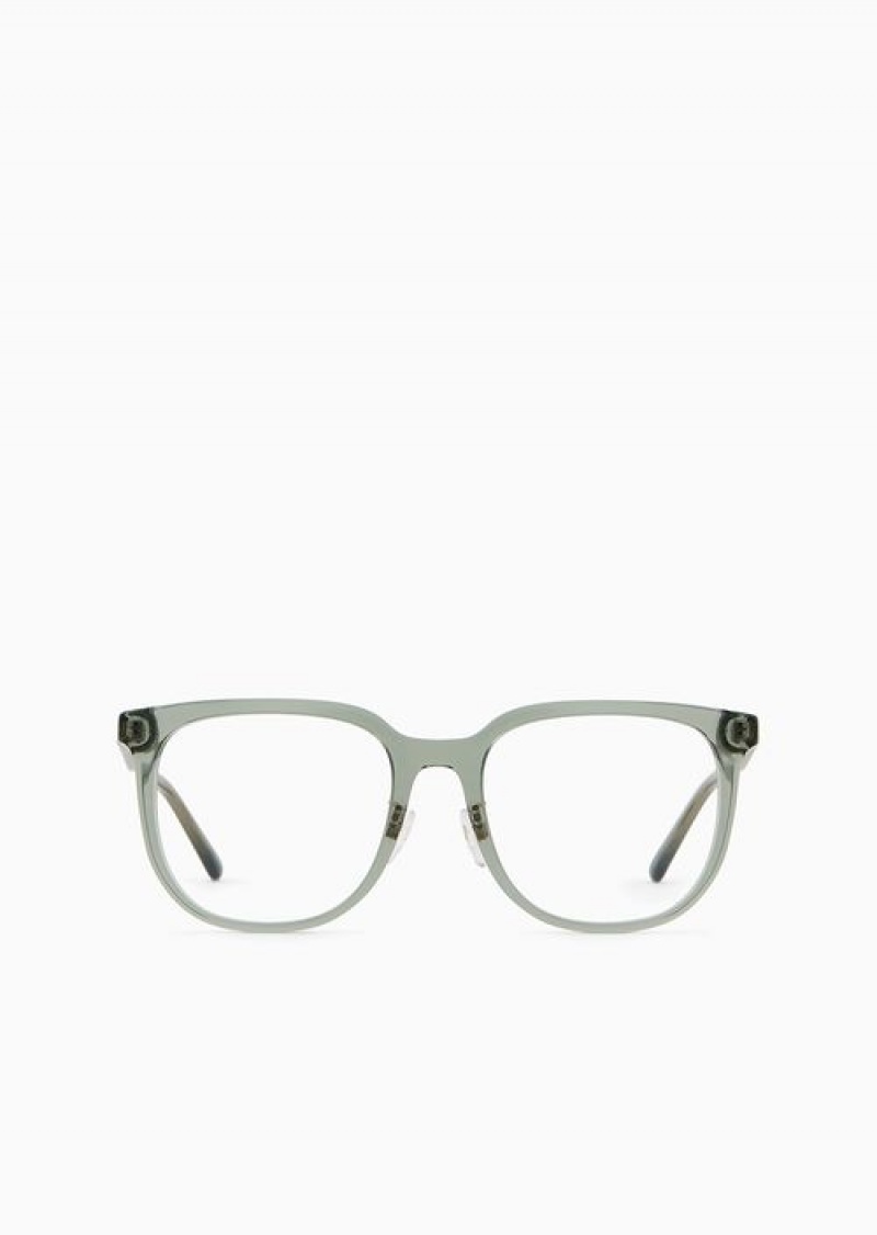 Green Emporio Armani Men’s Pillow Glasses | EA-SN59375