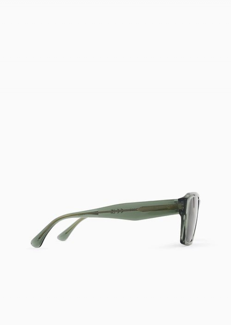 Green Emporio Armani Men’s Rectangular Sunglasses | EA-SN59436