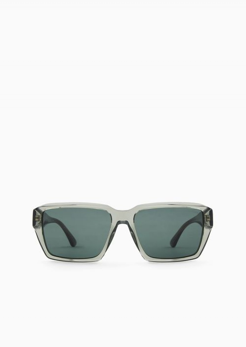 Green Emporio Armani Men’s Rectangular Sunglasses | EA-SN59436