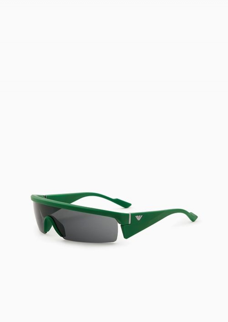 Green Emporio Armani Men’s Rectangular Sunglasses With Interchangeable Lenses | EA-SN59468