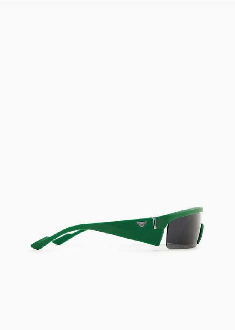 Green Emporio Armani Men’s Rectangular Sunglasses With Interchangeable Lenses | EA-SN59468