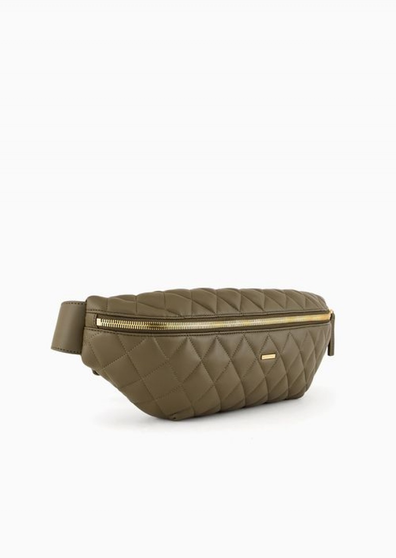 Green Emporio Armani Nappa Leather-effect Quilted Belt Bag | EA-SN59039