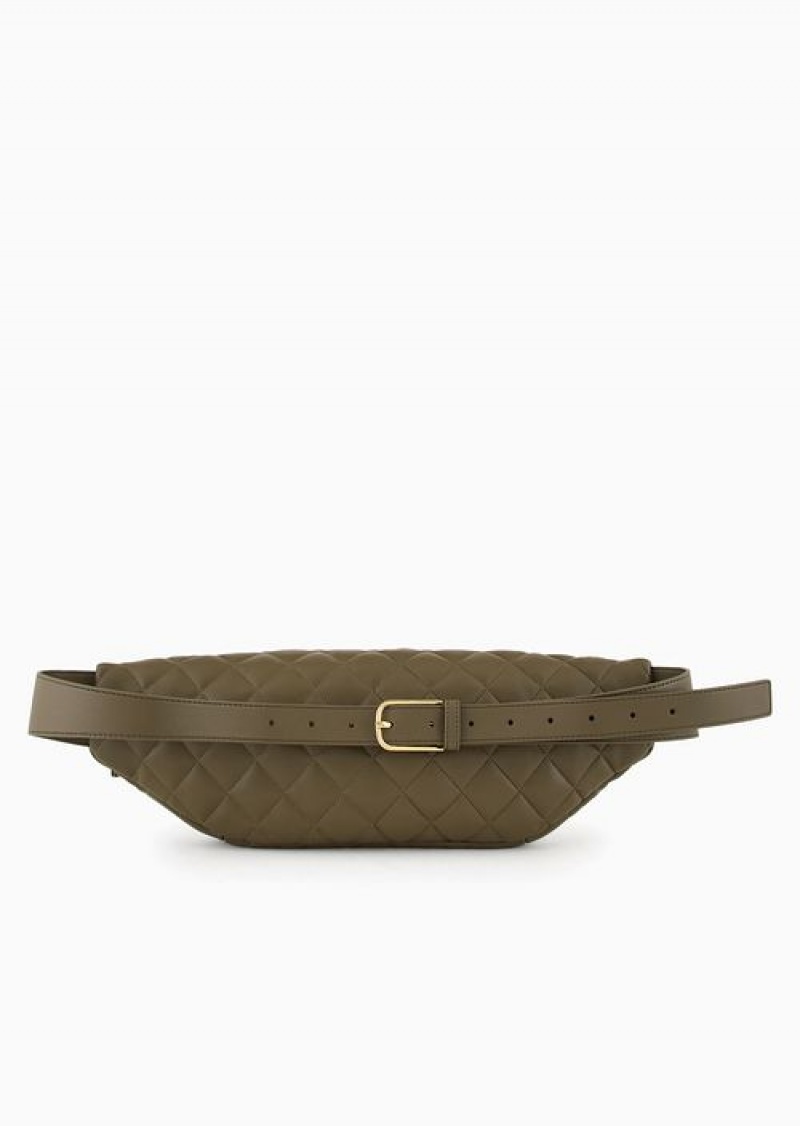 Green Emporio Armani Nappa Leather-effect Quilted Belt Bag | EA-SN59039