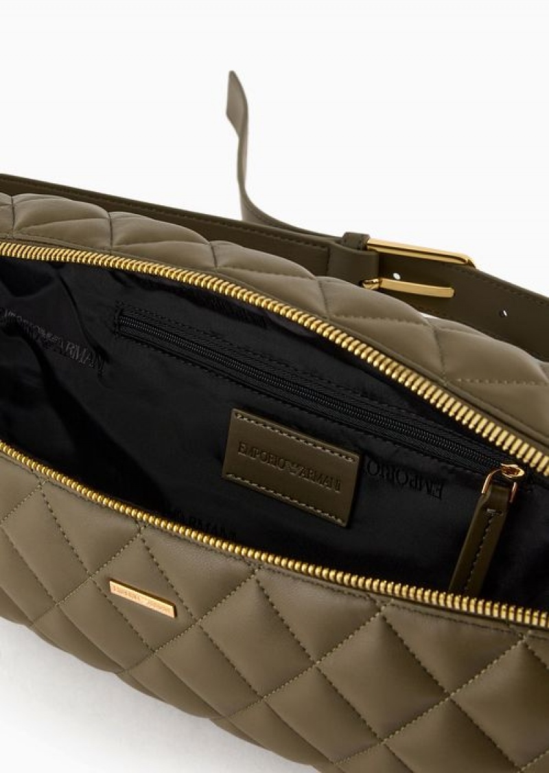 Green Emporio Armani Nappa Leather-effect Quilted Belt Bag | EA-SN59039