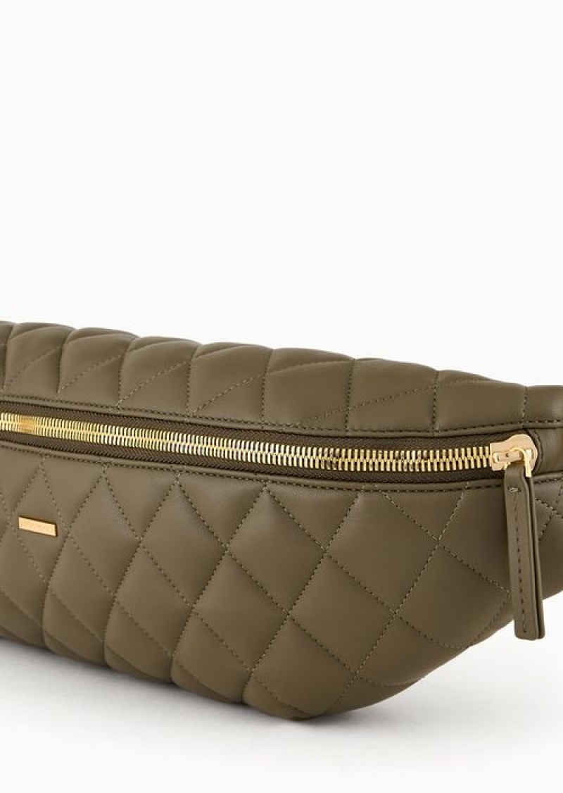 Green Emporio Armani Nappa Leather-effect Quilted Belt Bag | EA-SN59039