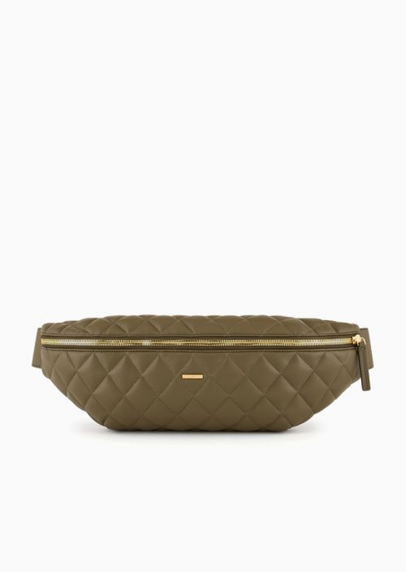 Green Emporio Armani Nappa Leather-effect Quilted Belt Bag | EA-SN59039