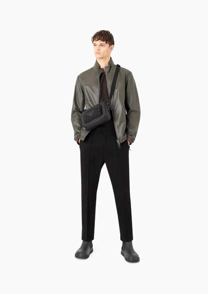 Green Emporio Armani Semi-aniline Nappa Lambskin Blouson With Full-length Zip | EA-SN58161