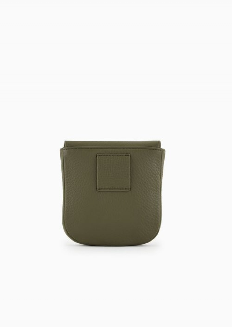 Green Emporio Armani Shoulder Bag With Buckle In Soft Shiny Tumbled Leather With Strap | EA-SN59080