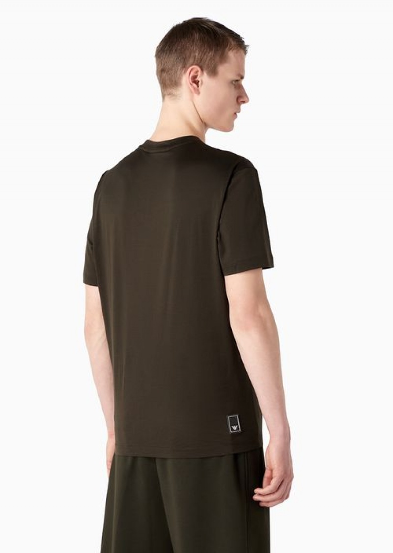 Green Emporio Armani Travel Essentials Lyocell-blend Jersey T-shirt | EA-SN58710