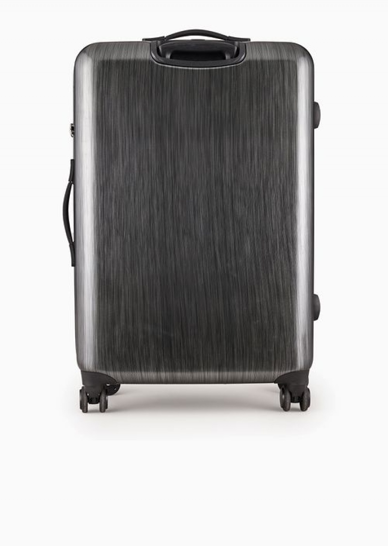 Grey Emporio Armani Abs Large Trolley Suitcase With Oversized, Embossed Eagle | EA-SN59105