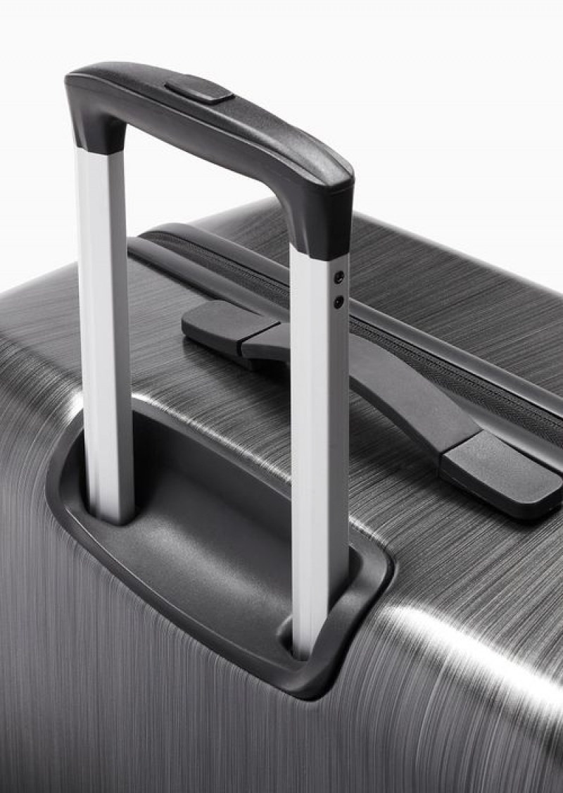 Grey Emporio Armani Abs Large Trolley Suitcase With Oversized, Embossed Eagle | EA-SN59105