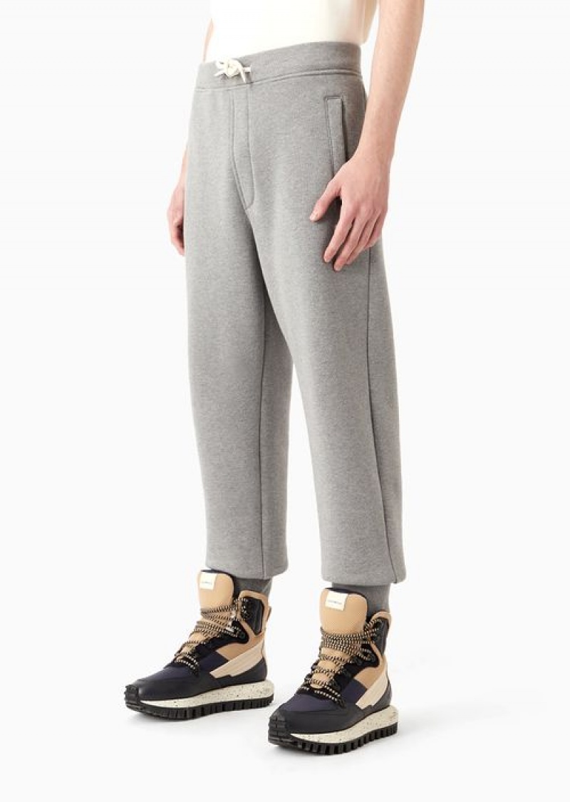 Grey Emporio Armani Asv Capsule Organic-jersey Joggers With Drawstring | EA-SN58347