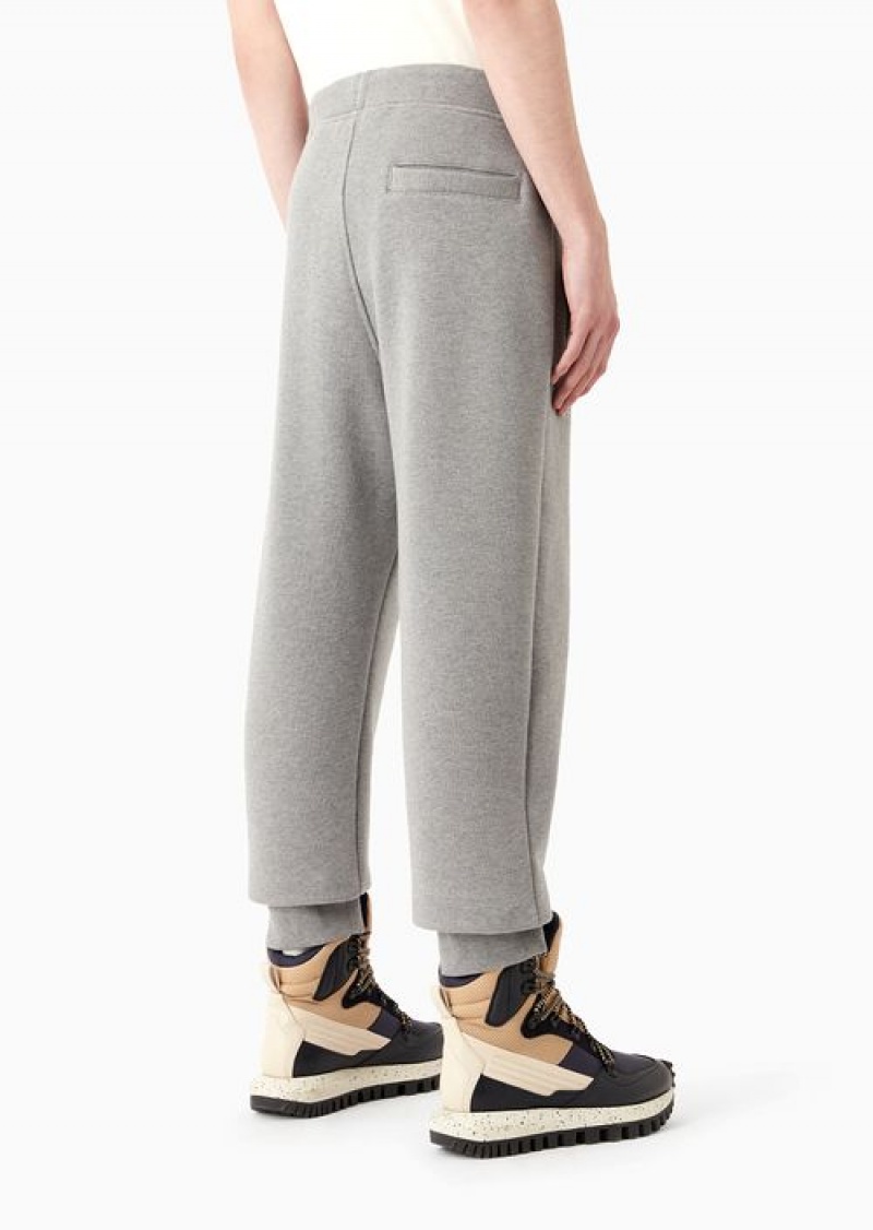 Grey Emporio Armani Asv Capsule Organic-jersey Joggers With Drawstring | EA-SN58347