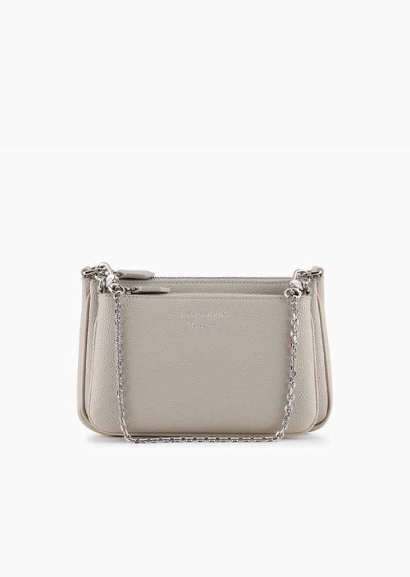 Grey Emporio Armani Deer-print Double Mini Bag With Shoulder Strap | EA-SN57396