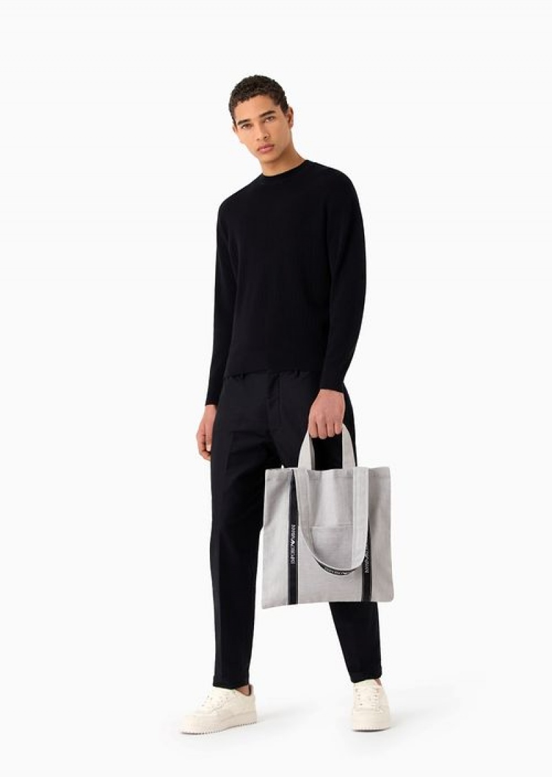 Grey Emporio Armani Emporio Armani Project For Earth Day Sustainable Fabric Shopper Bag | EA-SN59101