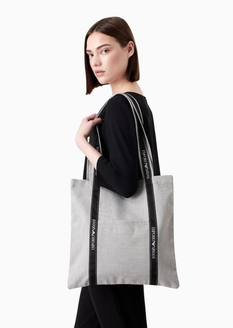 Grey Emporio Armani Emporio Armani Project For Earth Day Sustainable Fabric Shopper Bag | EA-SN59101