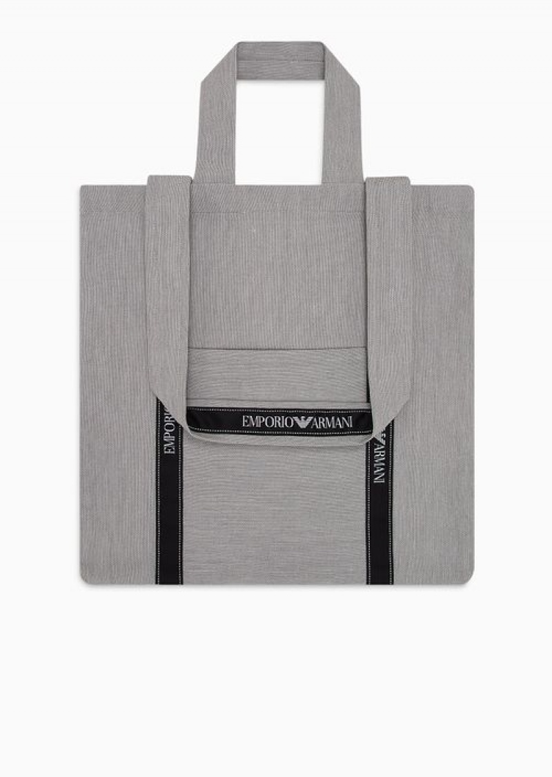 Grey Emporio Armani Emporio Armani Project For Earth Day Sustainable Fabric Shopper Bag | EA-SN59101