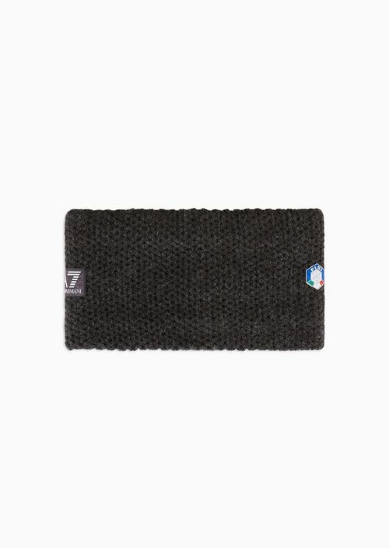 Grey Emporio Armani Fisi Collection Wool-blend Headband | EA7-SN60012