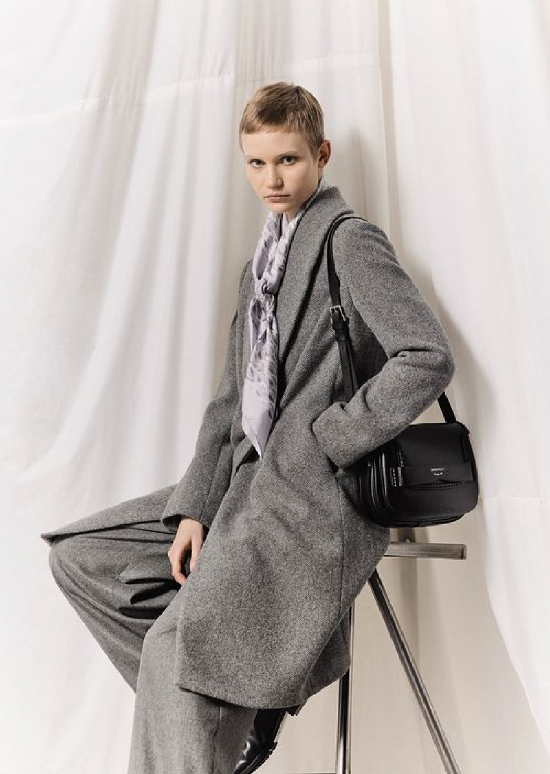 Grey Emporio Armani Icon MéLange Wool Flannel Trousers With Darts And Strap Detail | EA-SN56840