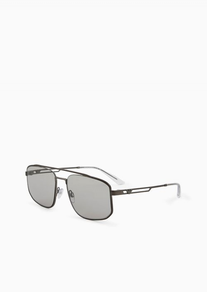 Grey Emporio Armani Men’s Rectangular Sunglasses | EA-SN59480