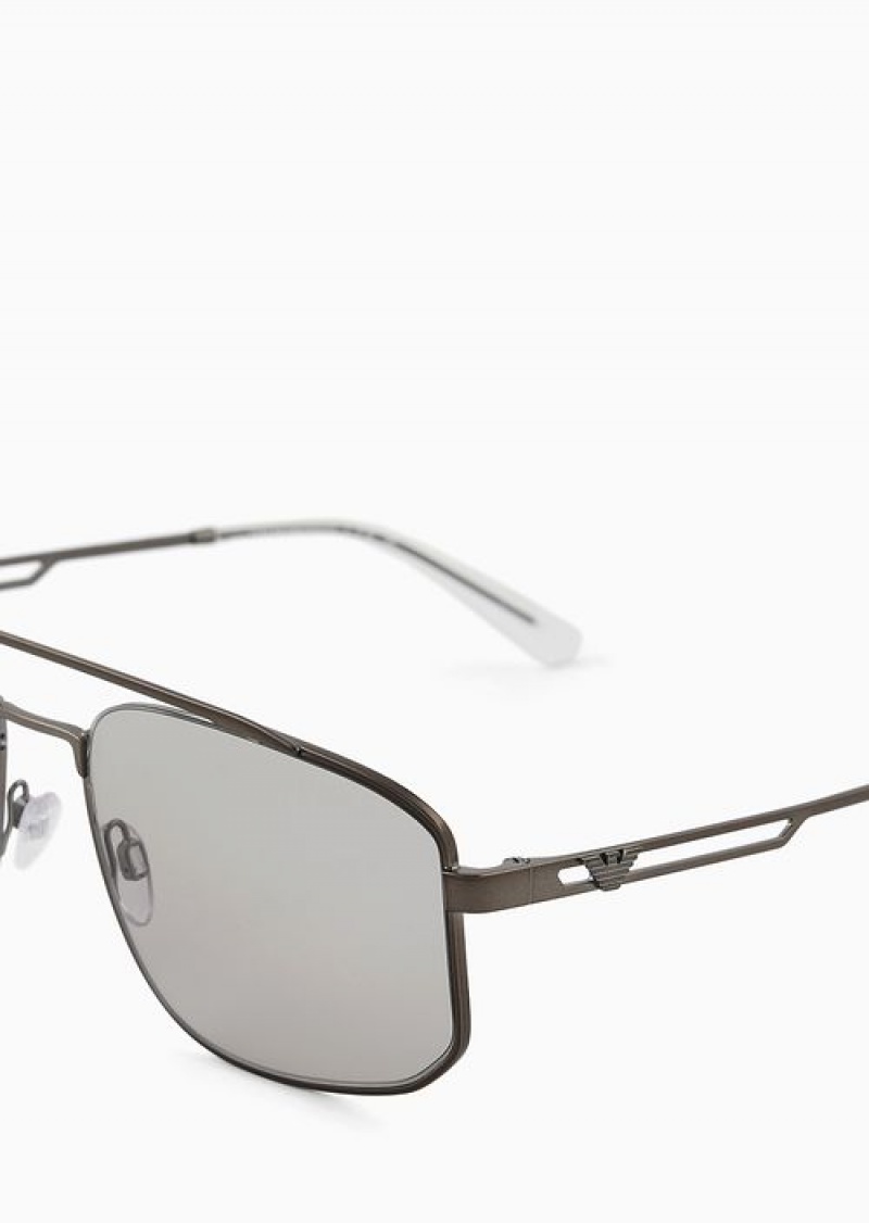 Grey Emporio Armani Men’s Rectangular Sunglasses | EA-SN59480