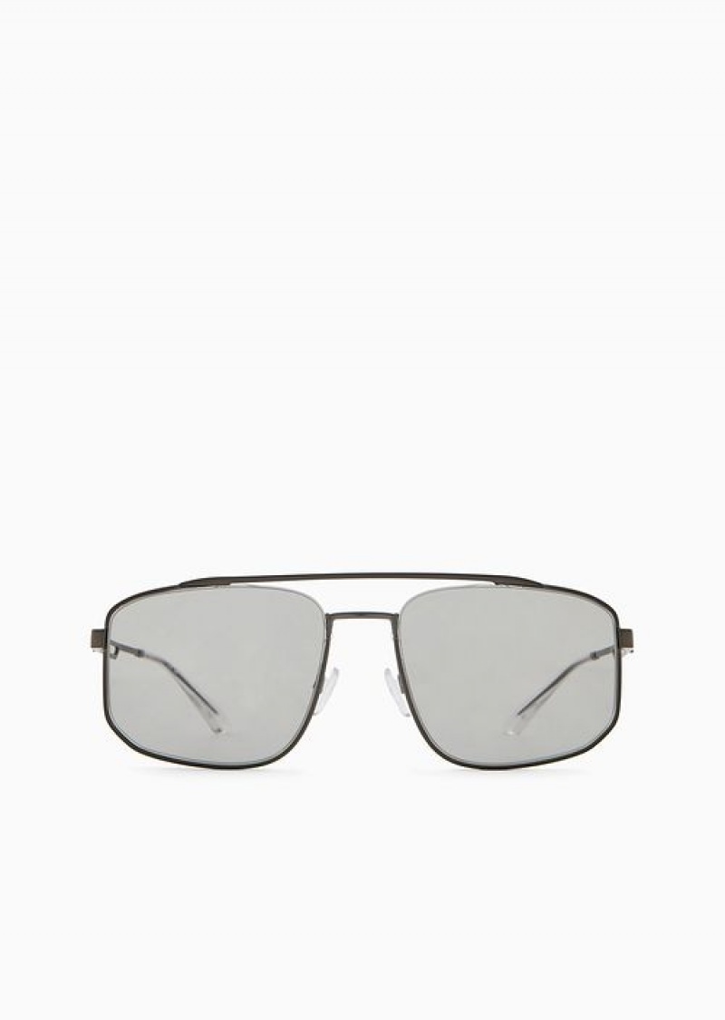 Grey Emporio Armani Men’s Rectangular Sunglasses | EA-SN59480