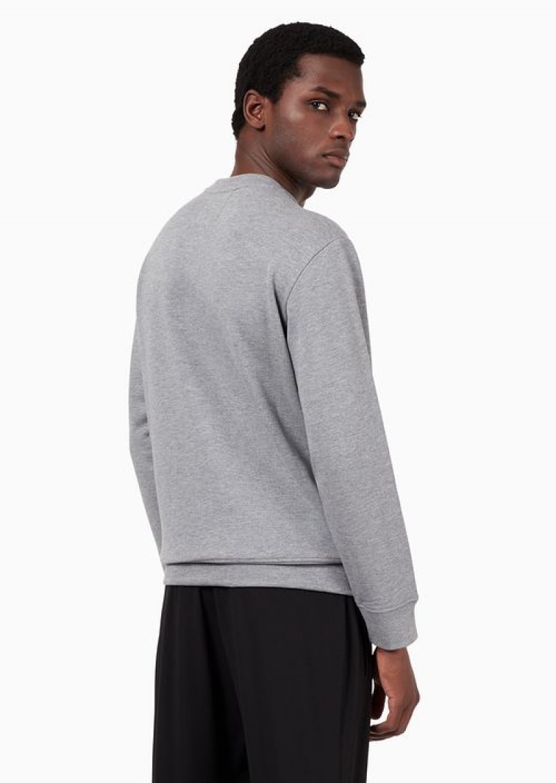 Grey Emporio Armani Modal-blend Sweatshirt With Logo Print | EA-SN58537