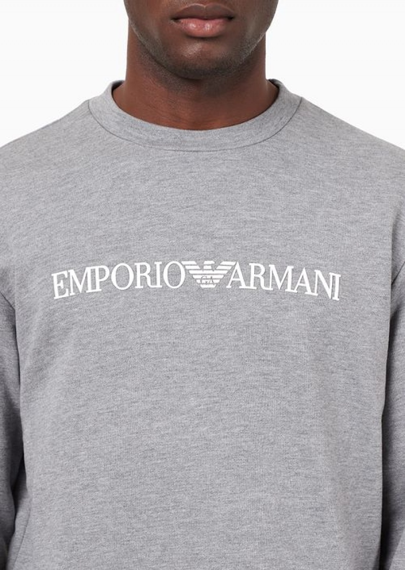 Grey Emporio Armani Modal-blend Sweatshirt With Logo Print | EA-SN58537