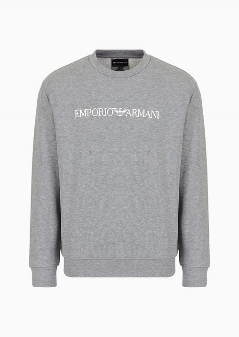 Grey Emporio Armani Modal-blend Sweatshirt With Logo Print | EA-SN58537