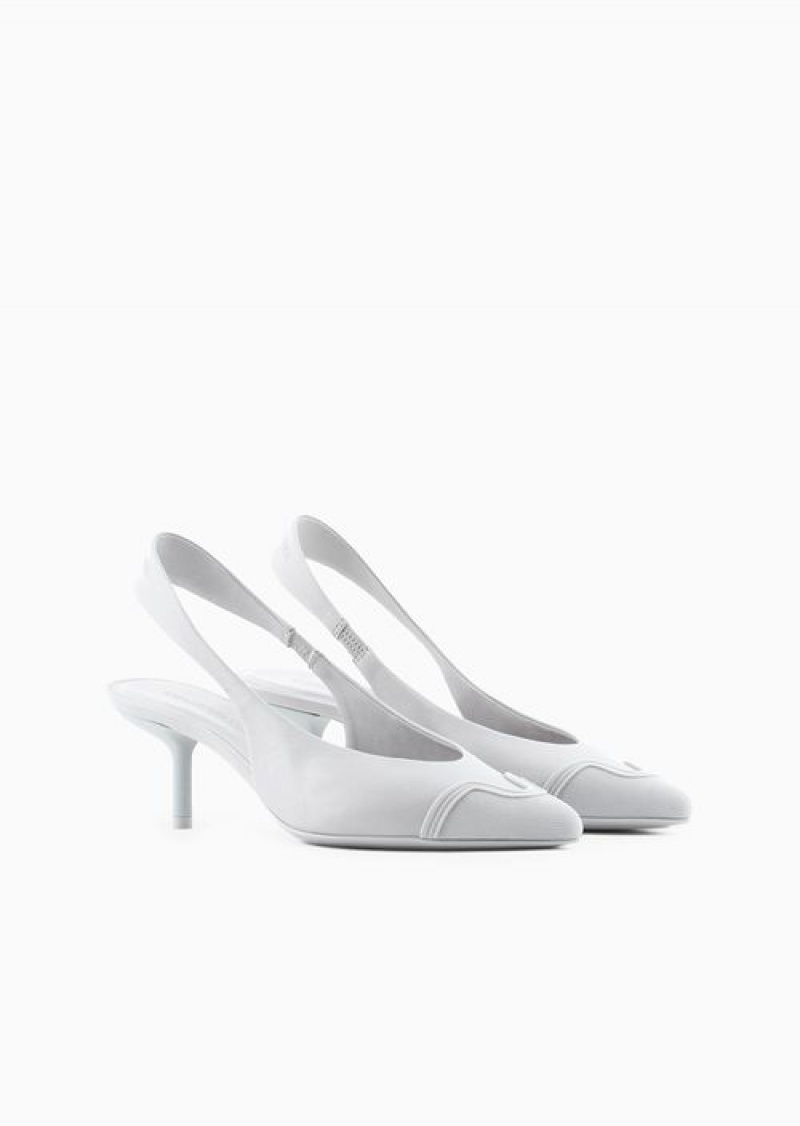 Grey Emporio Armani Nappa Leather Slingback Court Shoes With Rubber Toe | EA-SN57161