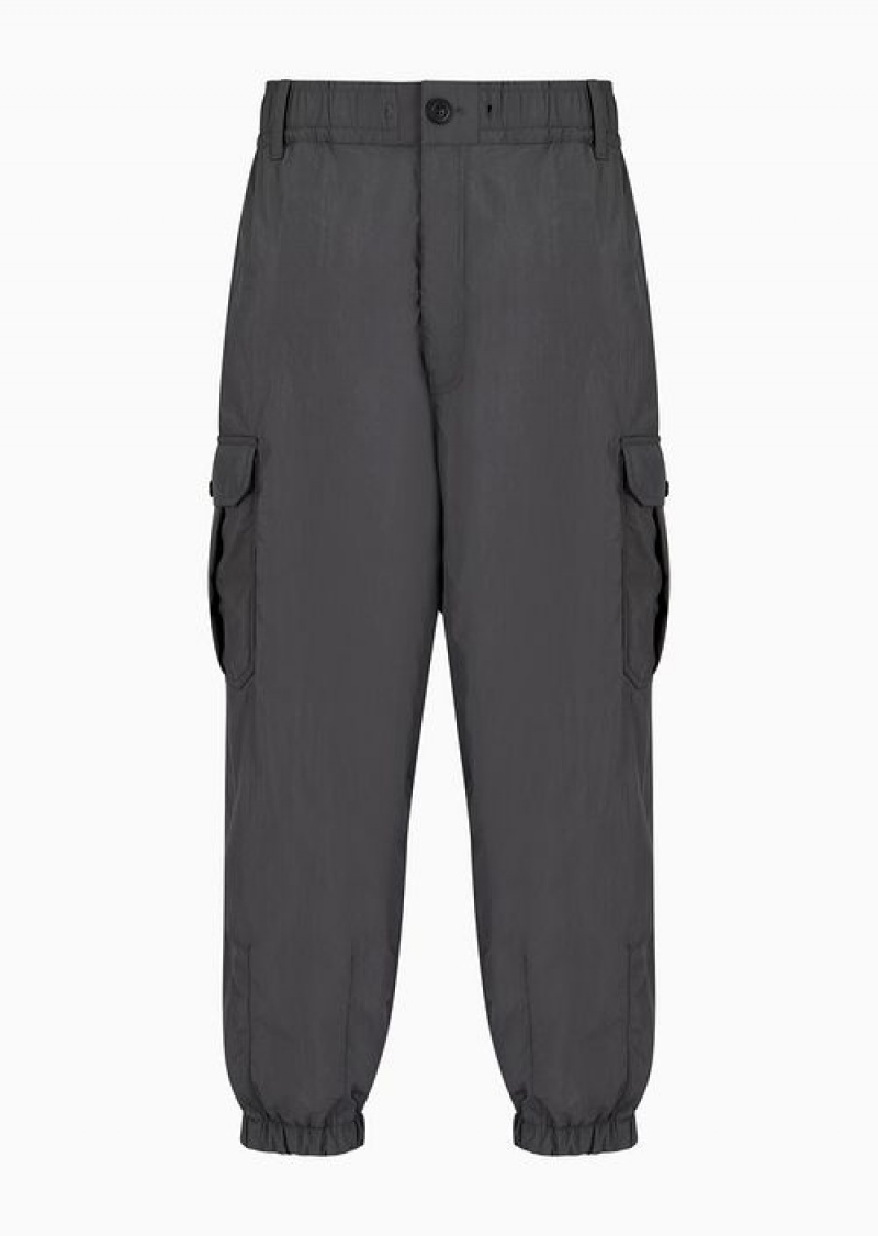 Grey Emporio Armani Nylon Padded Cargo Trousers | EA-SN58275