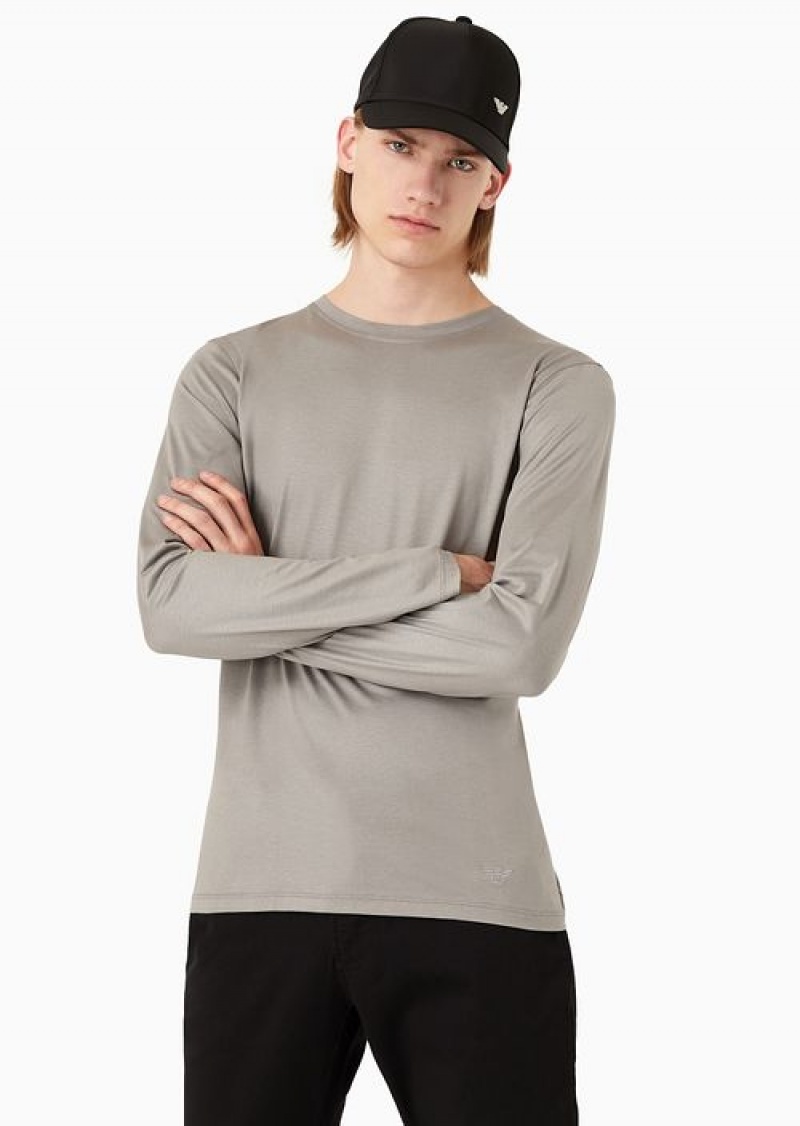 Grey Emporio Armani Silk/Cotton Blend Jumper | EA-SN58713