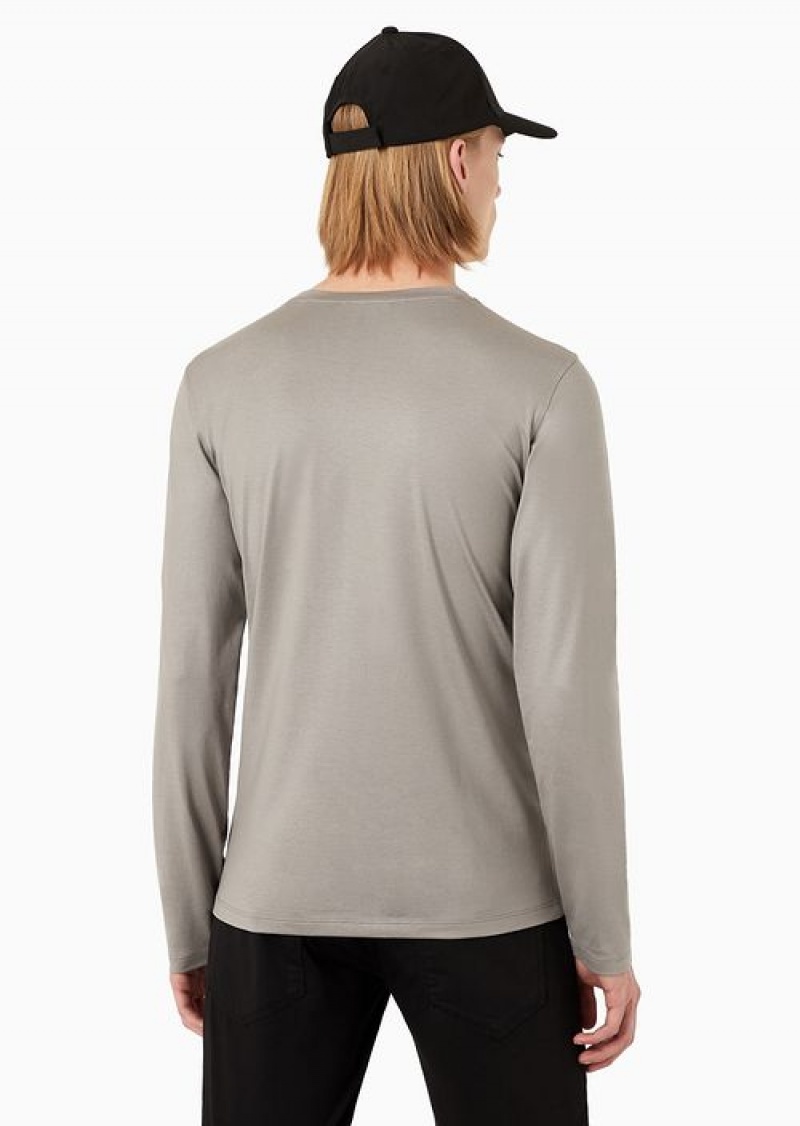 Grey Emporio Armani Silk/Cotton Blend Jumper | EA-SN58713