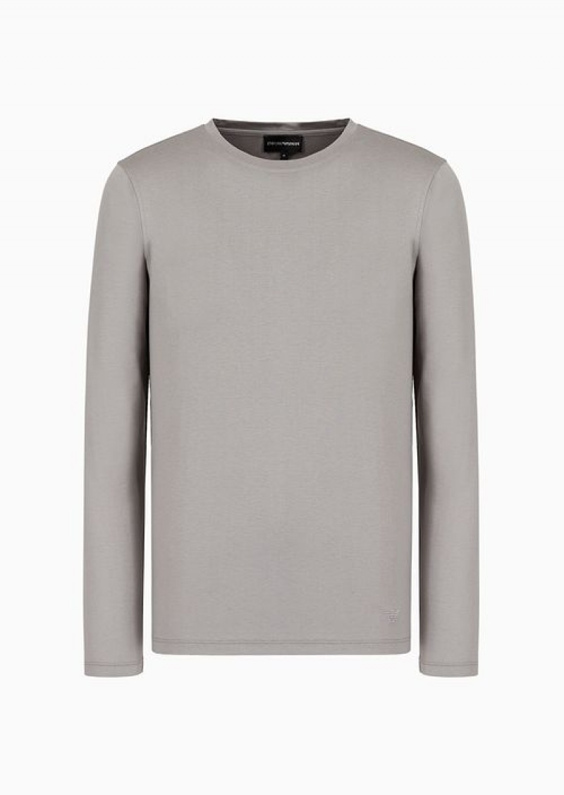 Grey Emporio Armani Silk/Cotton Blend Jumper | EA-SN58713