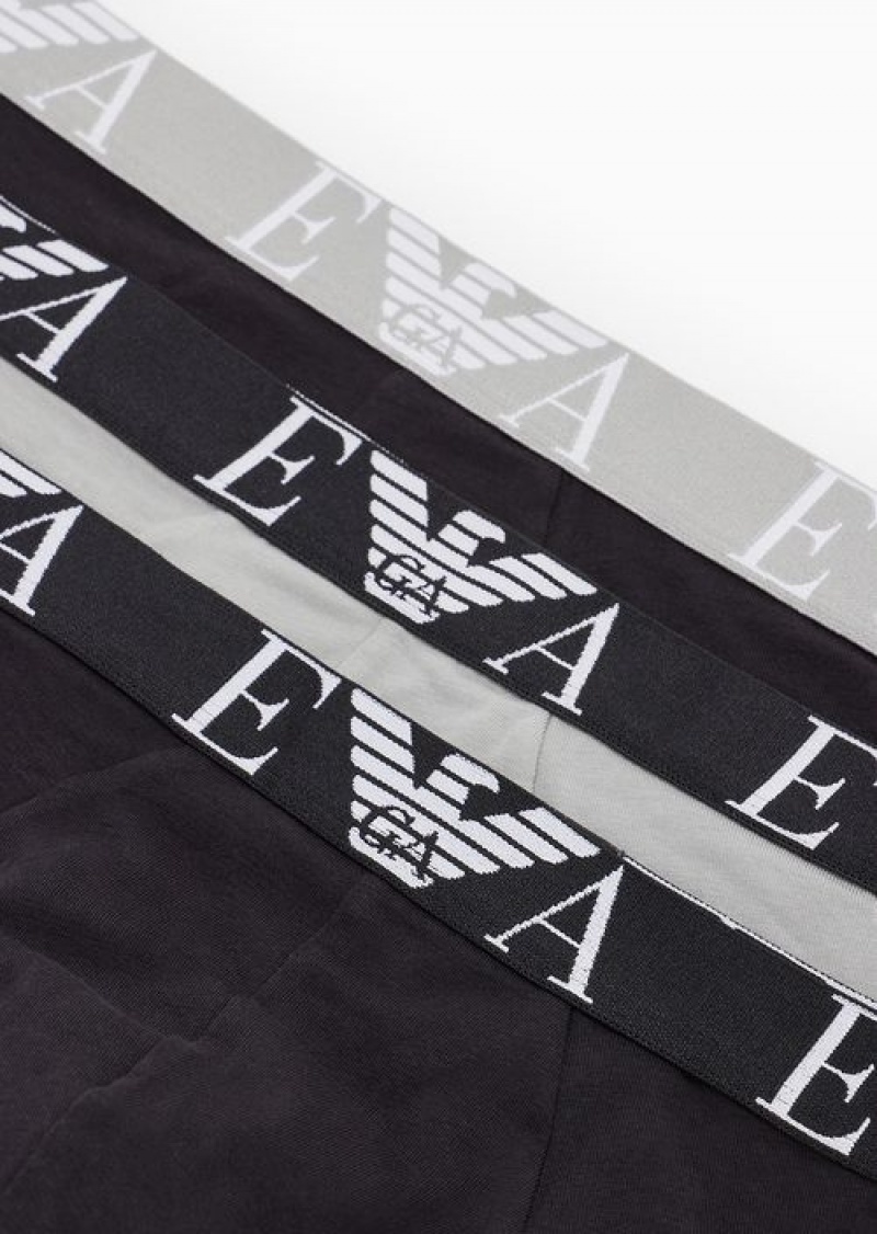 Grey Emporio Armani Three-pack Of Briefs With Bold Monogram Logo | EA-SN58835