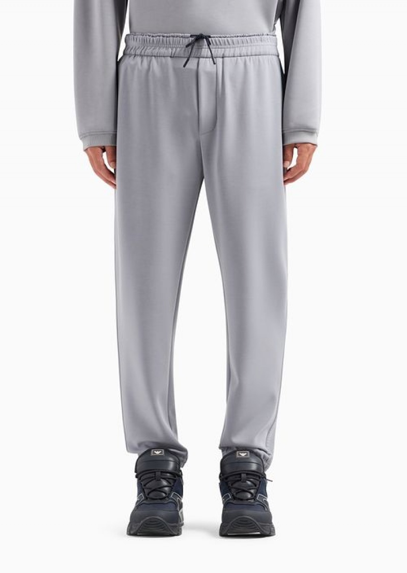 Grey Emporio Armani Travel Essentials Double-jersey Joggers | EA-SN58413