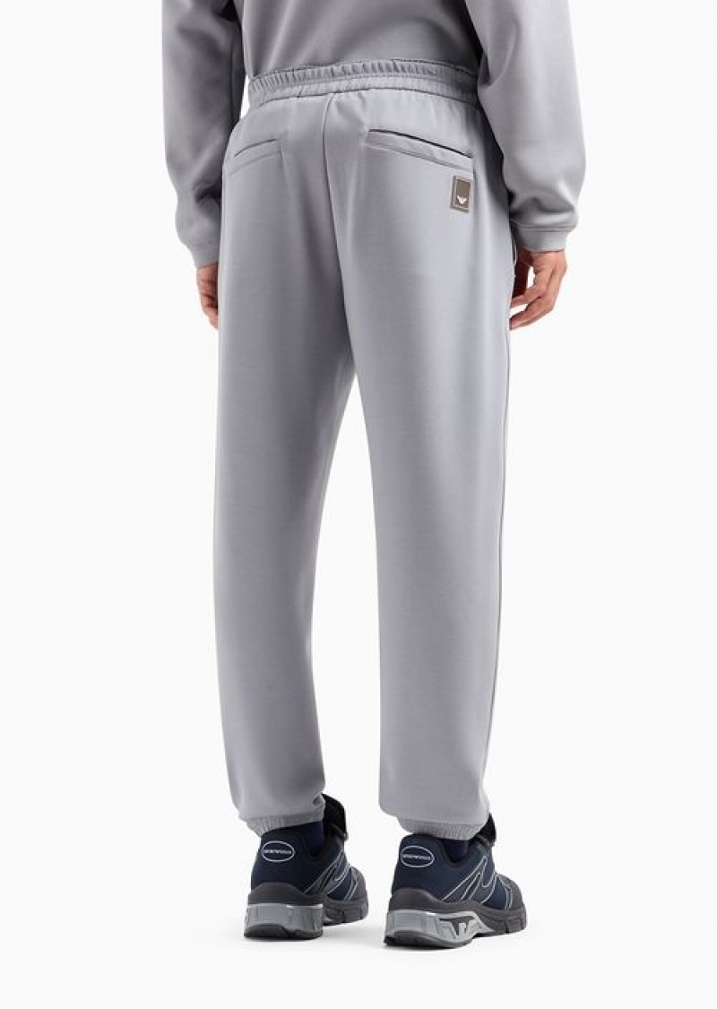 Grey Emporio Armani Travel Essentials Double-jersey Joggers | EA-SN58413