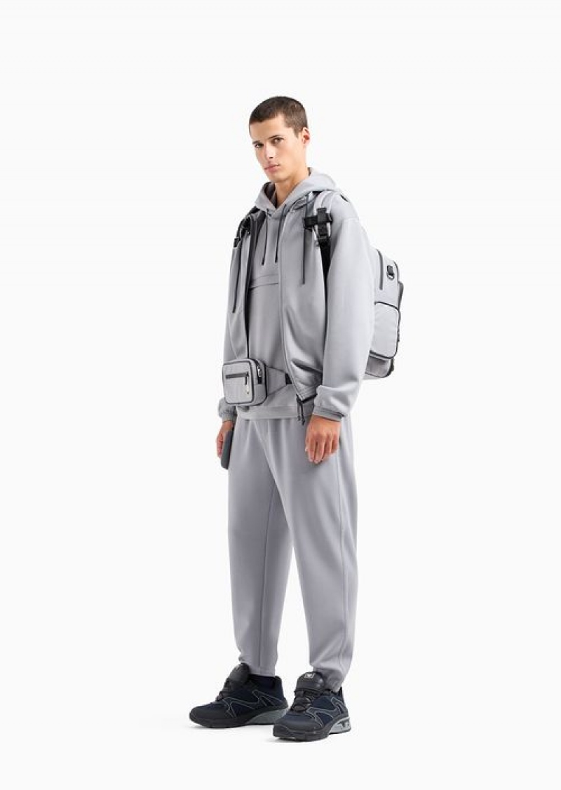 Grey Emporio Armani Travel Essentials Double-jersey Joggers | EA-SN58413