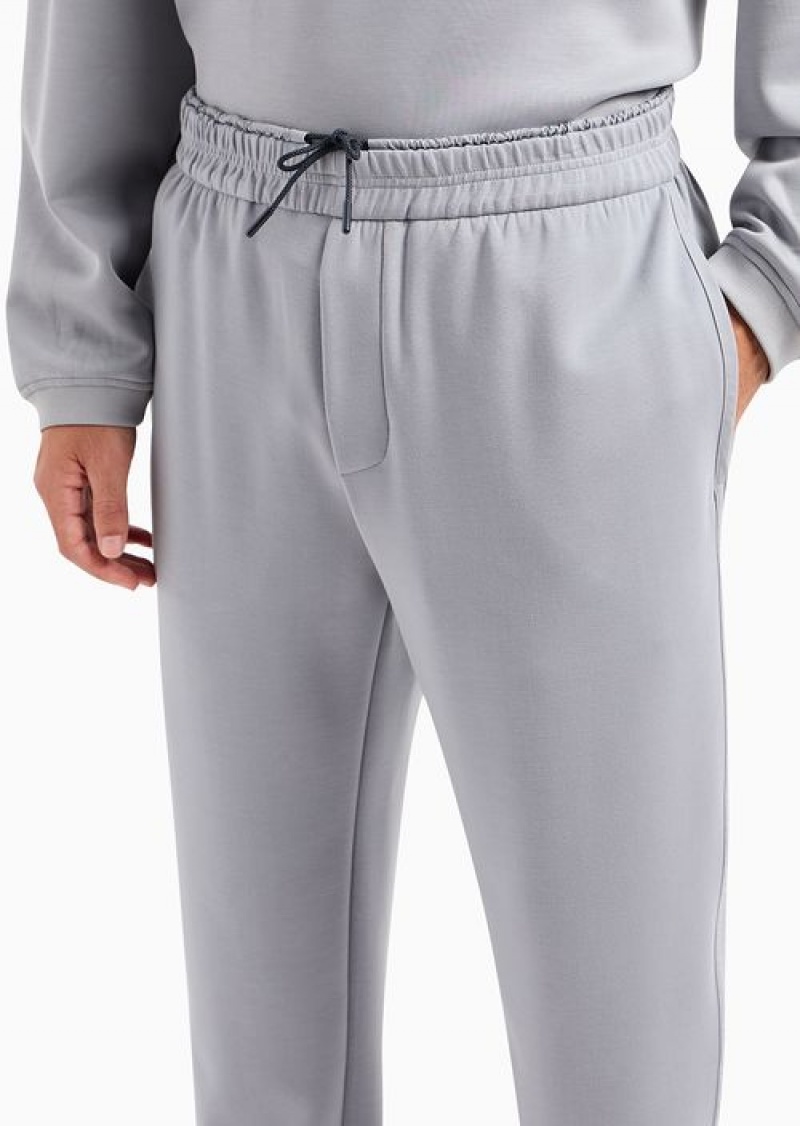 Grey Emporio Armani Travel Essentials Double-jersey Joggers | EA-SN58413